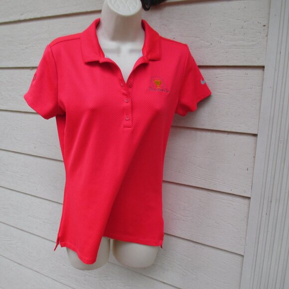 Womens Nike President’s Cup Golf top Dri-fit Orange Button Up Polo style Sz M - Picture 1 of 6